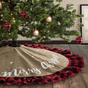 Burlap Christmas Tree Skirt 48 Inch, Large